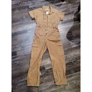 NEW!  Free People We The Free 100% Cotton Tan Medium Short Sleeve Marci Jumpsuit
